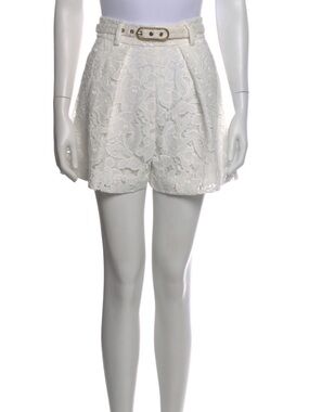 Zimmermann White Floral Lace Overlay Shorts with Belt